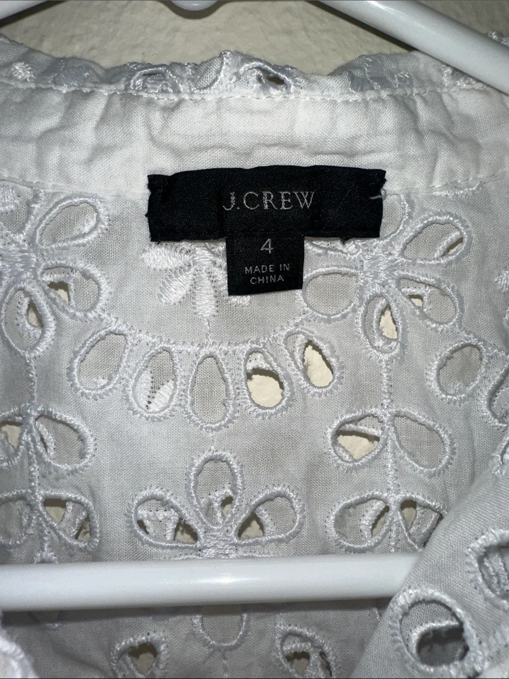 J. Crew White Floral Eyelet Button-Down Shirt